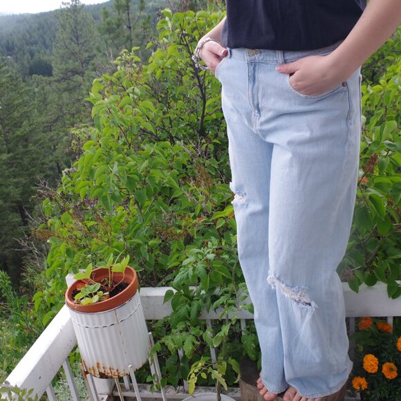 H& M Stone Washed Wide Leg Jeans - Picture 1 of 7